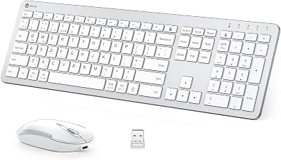 iClever Wireless Keyboard and Mouse Set Full Size with Numeric Keypad
