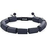 COAI Lava Black Tourmaline Beaded Bracelet for Men, Black Stone Raw Crystal Bracelet for Men