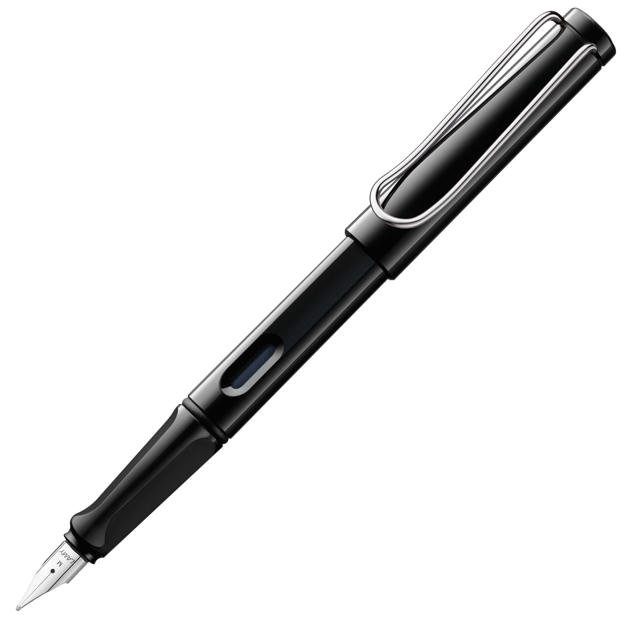 LAMY safari black - Fountain Pen with ergonomic grip & polished steel nib in size M - ideal for any Writing & Calligraphy - including LAMY T 10 blue cartridge - Right-Handed