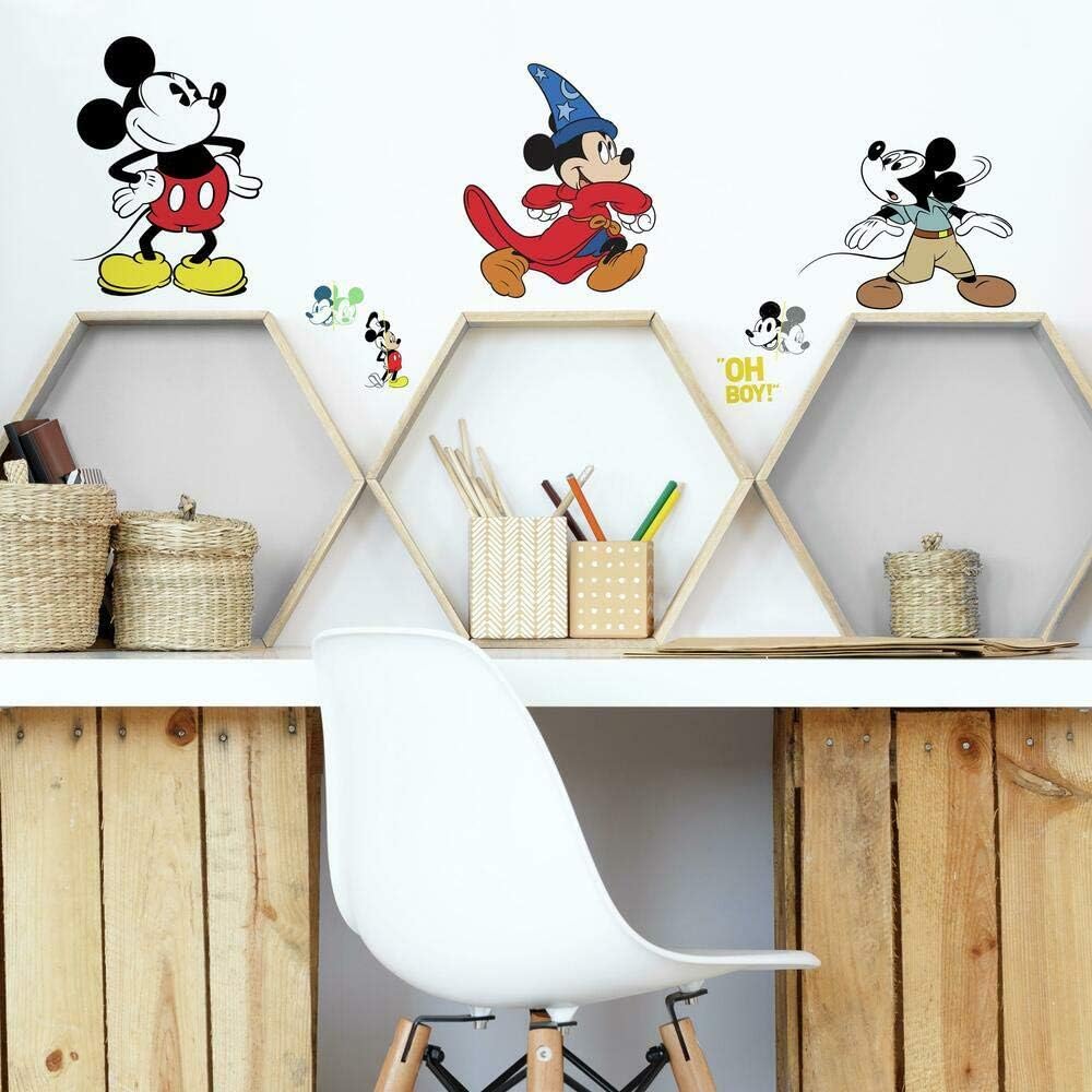RoomMates RMK3831SCS Mickey Mouse The True Original 90Th Anniversary Peel and Stick Wall Decals,Black, White, Red, Yellow, Blue