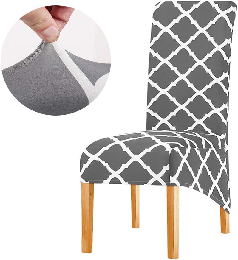 KELUINA Stretch XL Chair Covers for Dining Chairs 2/4/6 Pcs Chair Protective Slipcover,Elastic Chair Protector Seat Covers for Dining Room Wedding Banquet Party Decoration (Gray,2 Pack)