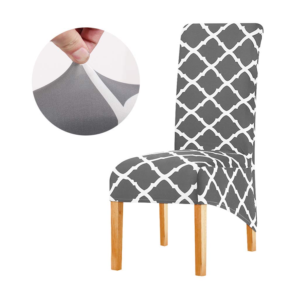KELUINA Stretch XL Chair Covers for Dining Chairs 2/4/6 Pcs Chair Protective Slipcover,Elastic Chair Protector Seat Covers for Dining Room Wedding Banquet Party Decoration (Gray,2 Pack)