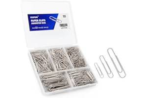 KIAFUM Paper Clips, 500 Pcs Assorted-Size Paperclips, Premium Silver Paperclip Large Medium and Small, Rustproof Metal Paper Clips for Office, School, Home