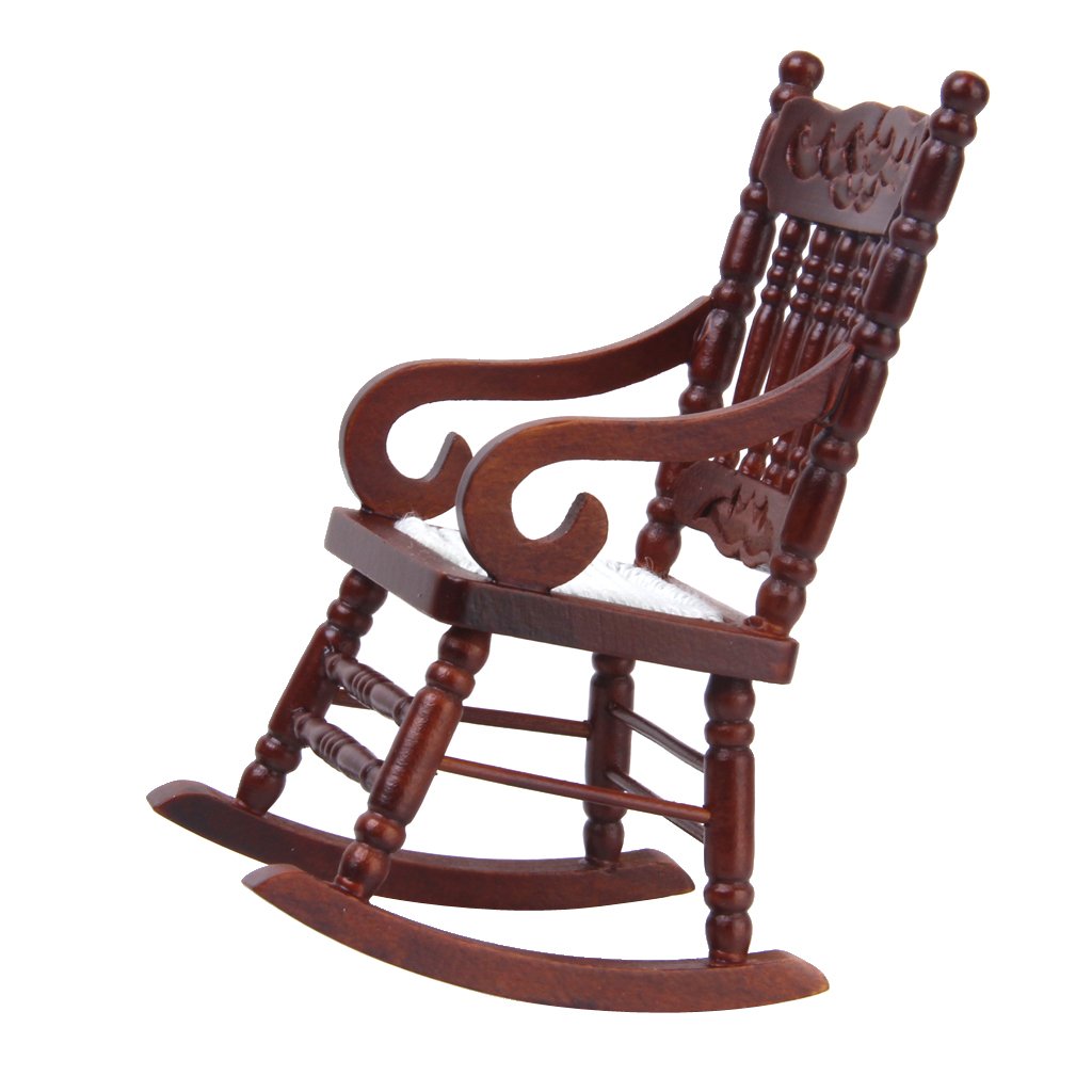 1 12 Dollhouse Miniature Rocking Chair Model Brown Dollhouse 