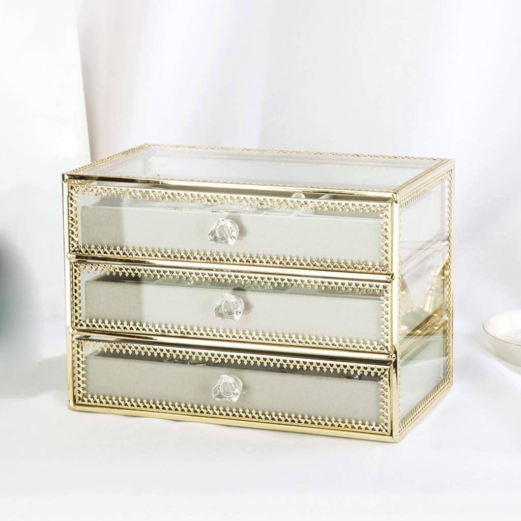 Jewelry Case Jewelry Box Organizer 3 Drawers Velvet Jewellery Boxes