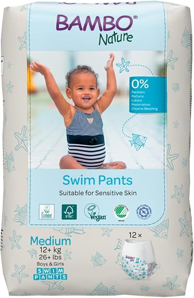 Bambo Nature Swim Nappy Pants Medium 12+ kg Disposable Eco-Labelled