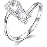 STARCHENIE Adjustable Initial Ring for Women 925 Sterling Silver Letters A-Z 26 Alphabet Rings Size 7