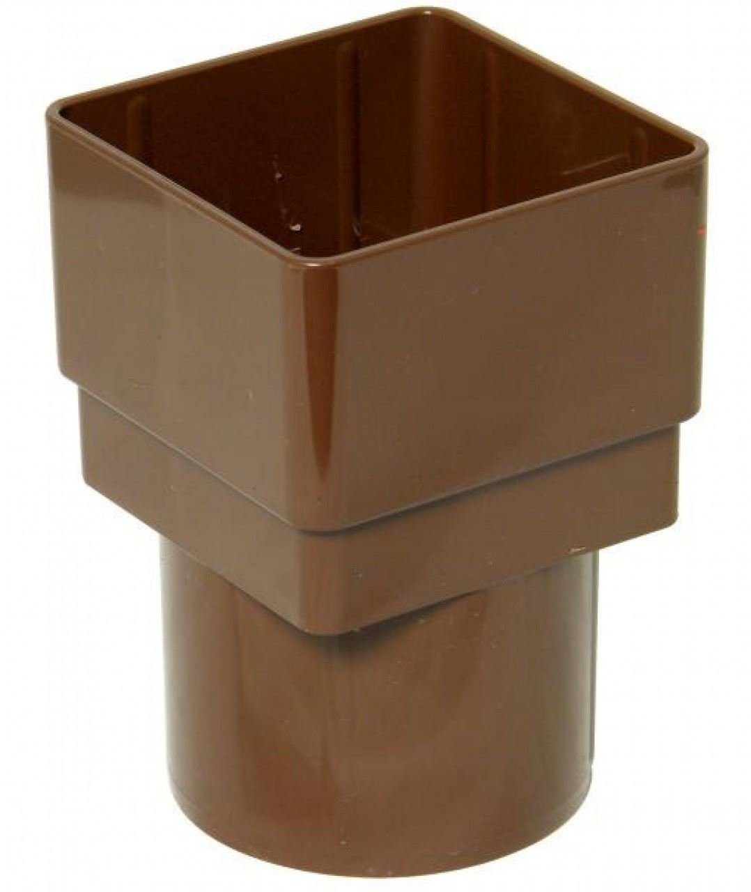 FLOPLAST 65mm Square to 68mm Round Downpipe Adapter - Brown