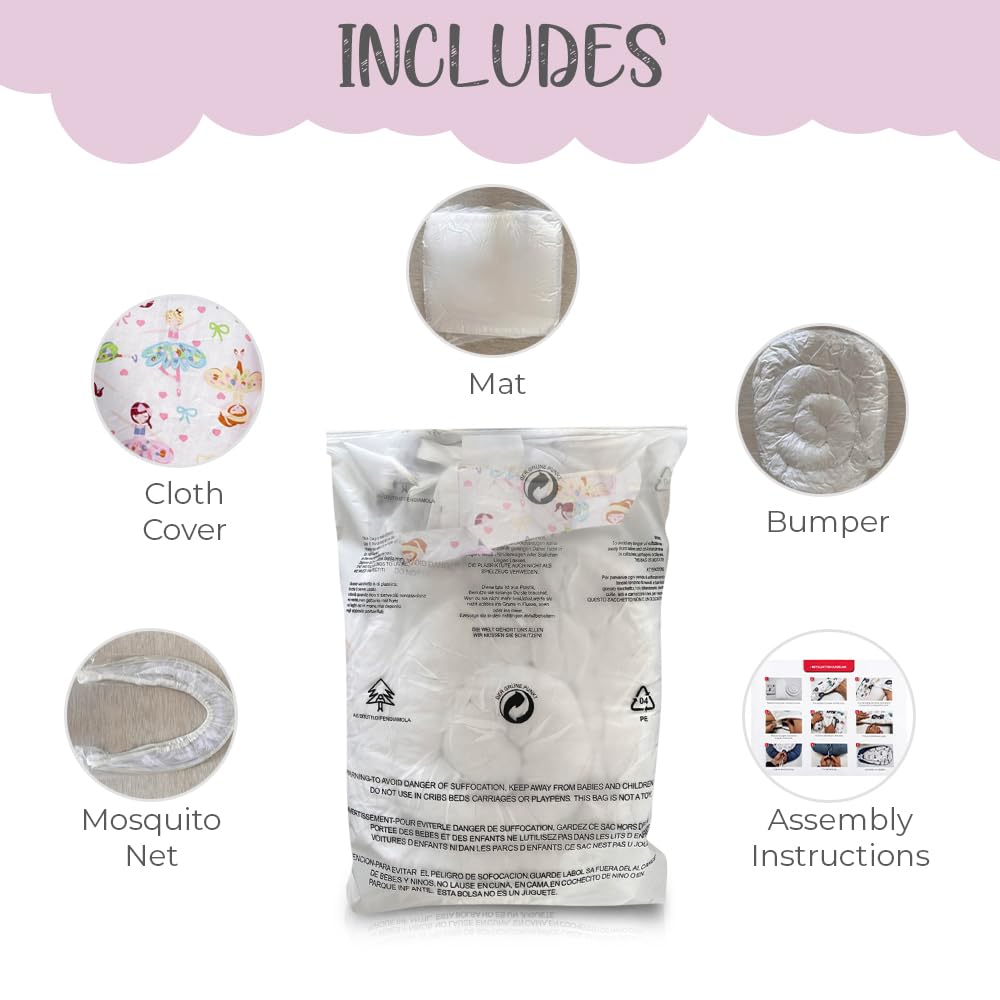 PIERRI Baby Lounger for Newborn with Detachable Mosquito Net - Ultra-Soft Cotton Snuggle Nest Lounger, Reversible Infant Lounger, Double-Sided Baby Nest, Infant Lounger, Baby Lounger for Newborn
