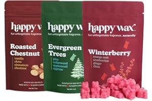 Happy Wax Winter Scented Natural, Non Toxic Soy Wax Melts; 6 Total Oz. of Scented Wax Melts, Collection Includes Winterberry,