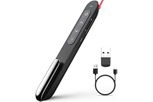 Norwii N76 Rechargeable Presentation clicker with Pointer, Long Range Presentation Remote, Wireless Presenter for PowerPoint Presentations, Slide Control (Black with Red Light)