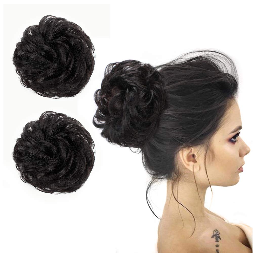 Amazon Com 2pcs Messy Bun Hair Piece 100 Human Hair Scrunchies