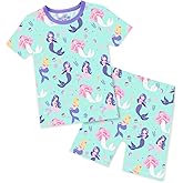 babee Reshinee Viscose Derived from Bamboo Toddler Girls Summer Short Sleeve Pajamas Kids Pjs 8Y Unicorn Mermaid 2pcs