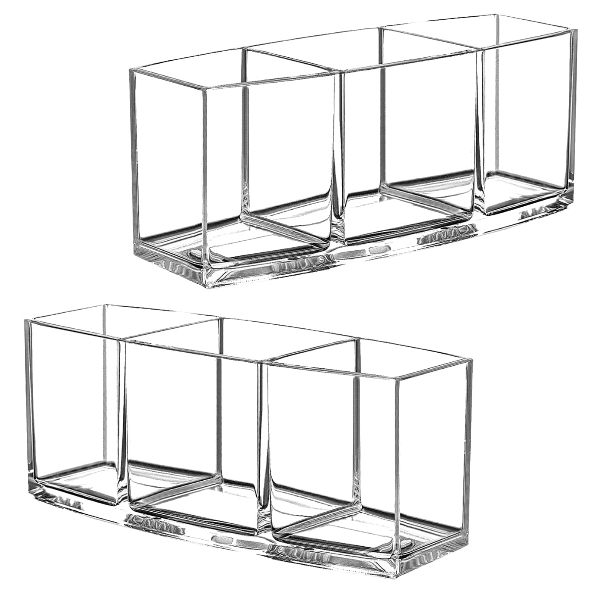 Top-spring Makeup Brush Holder Organizer, 3 Slot Acrylic Makeup Brush Organiser, Eyeliners Display Holder for Comestic Organizing (2 Packs Clear) — image 1