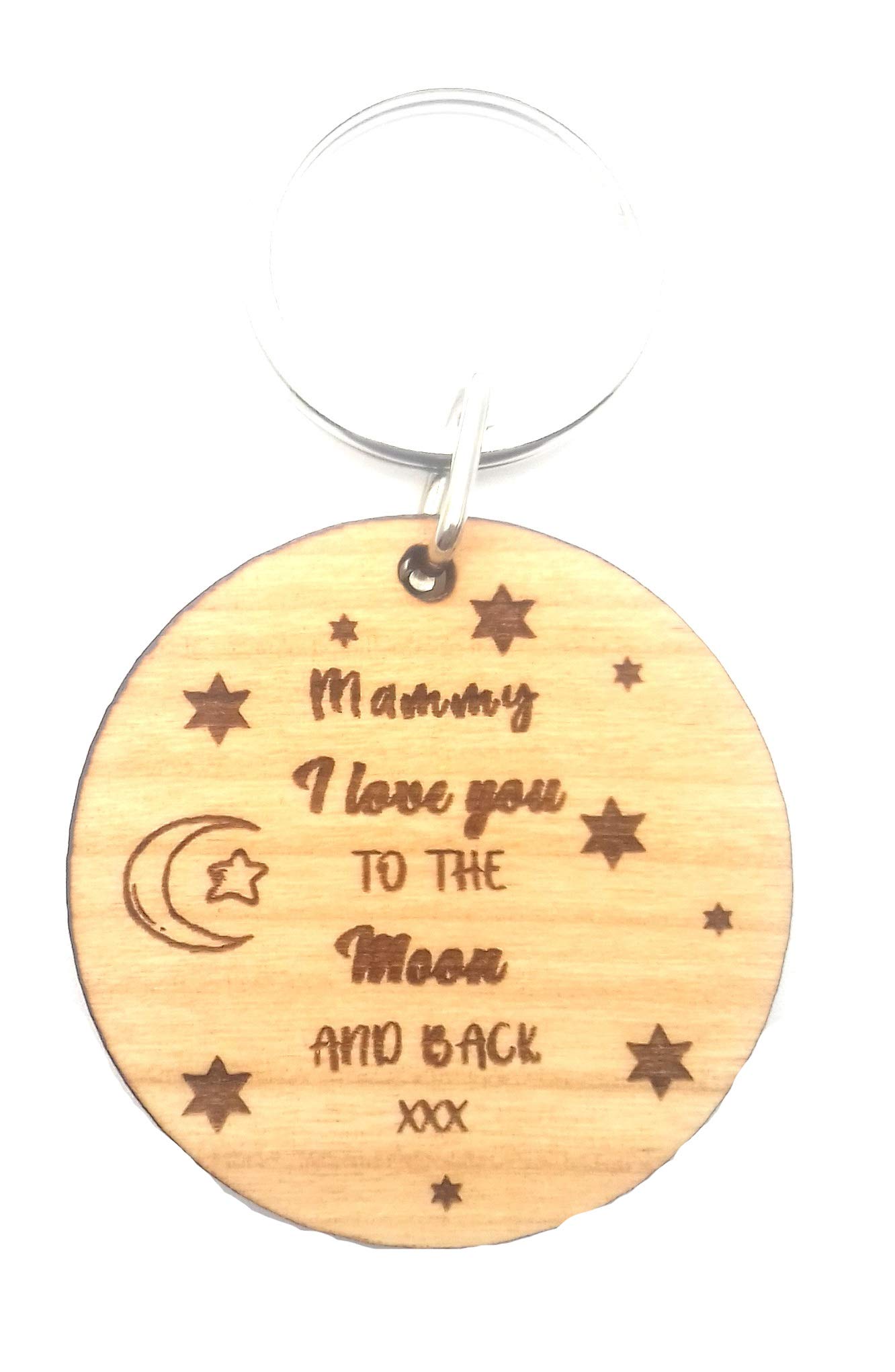 Mammy I Love You to The Moon and Back Wooden Wood Keyring Gifts Key Ring Keepsake for Her