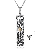 Fryneauy Flower Celtic Urn Necklace Cylinder Bar Heart Shaped Urn Necklace for Ashes 925 Sterling Silver Pendant Necklace Keepsake for Ashes Memory Keepsake Cremation Jewelry for Women