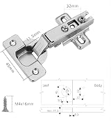 FURNIWARE 2 Pcs 35mm 110 Degree Self Close Full Overlay Cabinet Hinge Nickel view 5