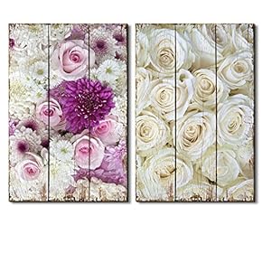 Elegant Roses Placed on a Wooden Canvas Background - Canvas Art Home Art - 16x24 inches