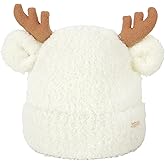 U Scinan Women's Winter Beanie Hat Soft Thermal Lined Slouchy Knit Cap with Reindeer Antlers for Cold Weather