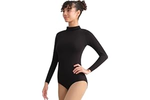 BAKPH Women's Dance Ballet Leotard Turtleneck Long Sleeve Leotard with Durable Snaps