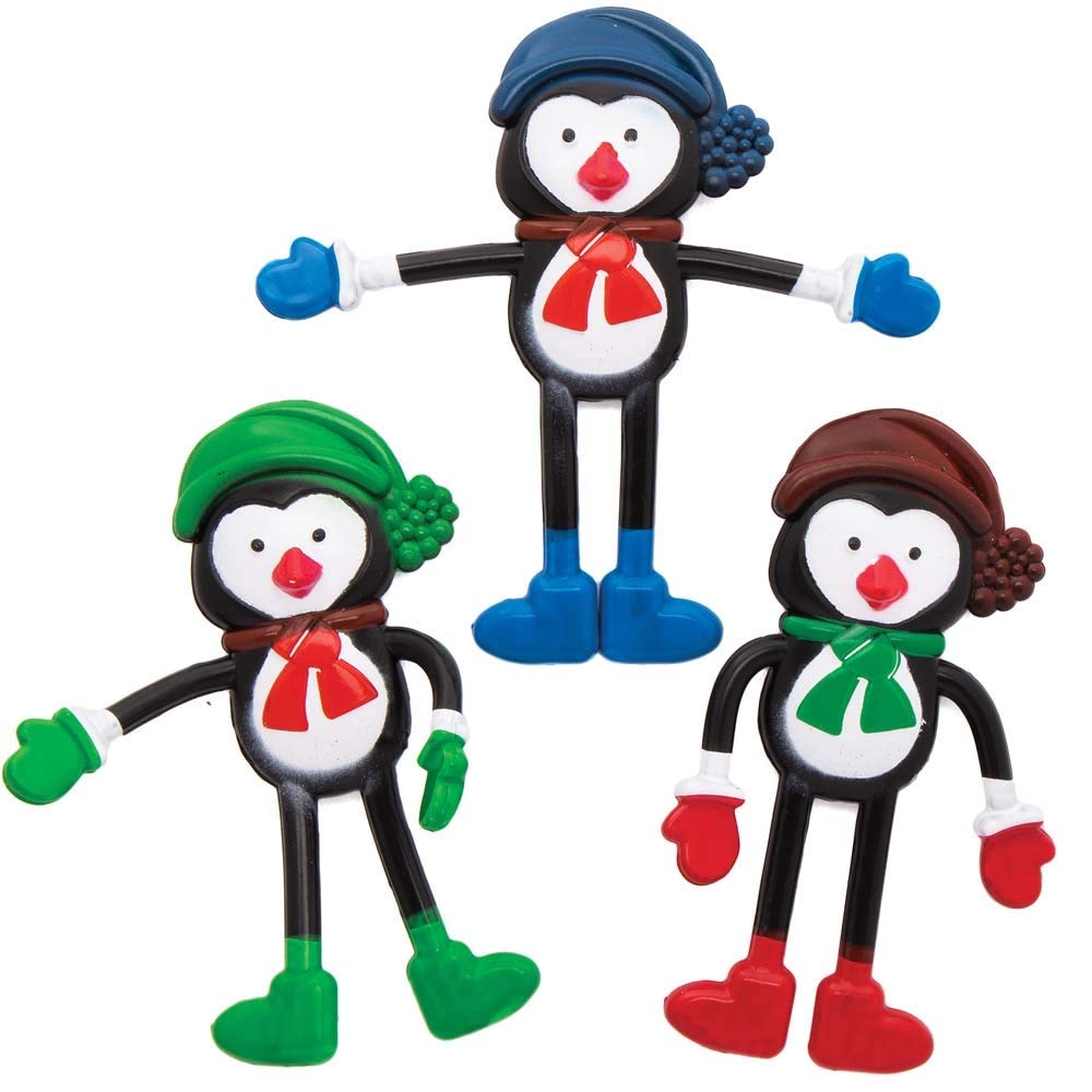 Baker Ross Bendy Penguins – Pack of 4, Christmas Party Bag Fillers for Kids (AX450)