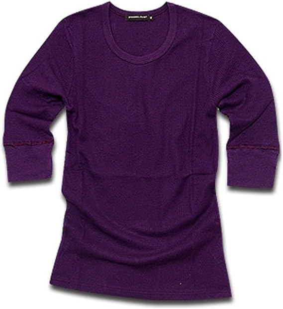 Amazon サーマル ワッフル 5分袖 Tシャツ 日本製 メンズ 五分袖 ｕネック 無地 ５分袖tシャツ L Dパープル Tシャツ カットソー 通販