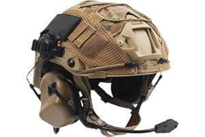 ZJIEYU Airsoft Helmet Set Fast Helmet with Tactical Headset and Helmet Cover Adjustable Outdoor Tactical Gear for Cosplay Paintball Hunting BB CS Game