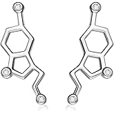 JZMSJF 925 Sterling Silver Serotonin Earring Studs Cuffs Climber Chemistry Jewelry Gift for Women Science Lovers