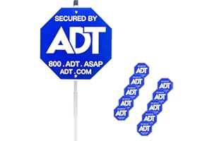 ENTINALE 28" ADT Security Signs for Yard with Stake & 10 Pcs ADT Window Stickers, 100% Aluminum Heavy Duty Weatherproof Home Security Sign Weather Resistance