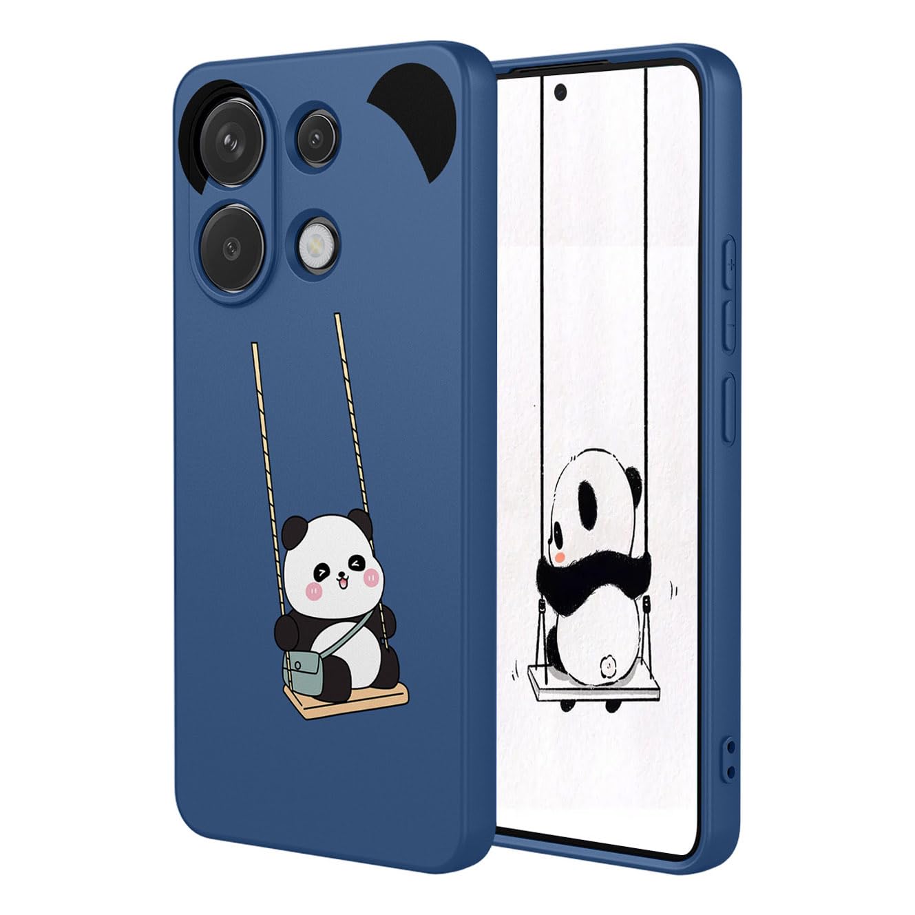 YUECXIN Case for Xiaomi Redmi Note 13 4G, Ultra thin Liquid Silicone Silky Soft Touch Cute Pattern Girls Cover, with Microfiber Lining Shockproof TPU Bumper Case. Panda