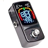 Tuner Pedal, Deluxe Chromatic Guitar Tuner Pedal for Electric Guitar and Bass &plusmn; 1 Cent USB or 9V Power Supply True Bypass, With Pitch Indicator Tuning Apparatus (Black)