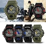 Amyove Skmei Mens s Shock Alarm Digital Analog Silicone LCD Light Sport Wrist Watch Red