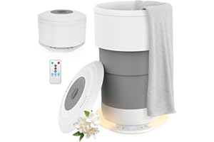 Homelove Towel Warmer for Bathroom - Upgrade Foldable Heated Towel Warmers Bucket with Time Setting and Auto Shut Off for 24L Large Towel Warmer with Lighting and Adjusts 3 Heat Levels-Grey