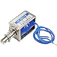 Fielect DC 24V 15N 10mm Push Pull Type Solenoid Electromagnet Open Frame Type Solenoid Electromagnet, Linear Motion