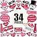34 Pcs, Large - Valentine Days Photo Booth Props -Valentines Day Decorations - Valentine Props - Valentine Decorations - Wedding Decorations Props