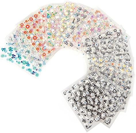 50 Sheets 3D Design Self-adhesive Tip Nail Art Stickers Decals(Random Color Pattern)