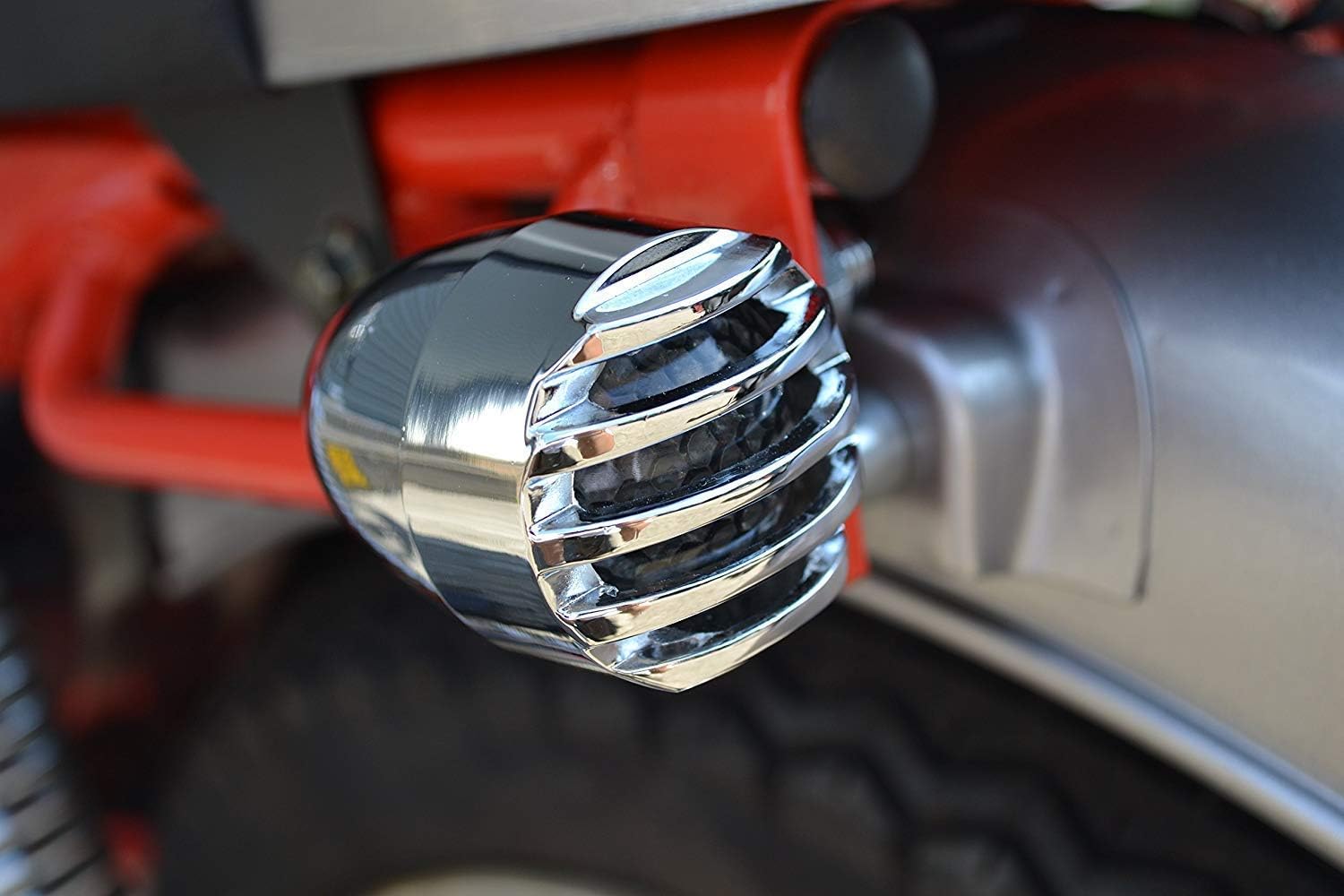 Alchemy Parts Custom LED Indicators Turn Signals with Prison Grill Slats, Silver - Image 4