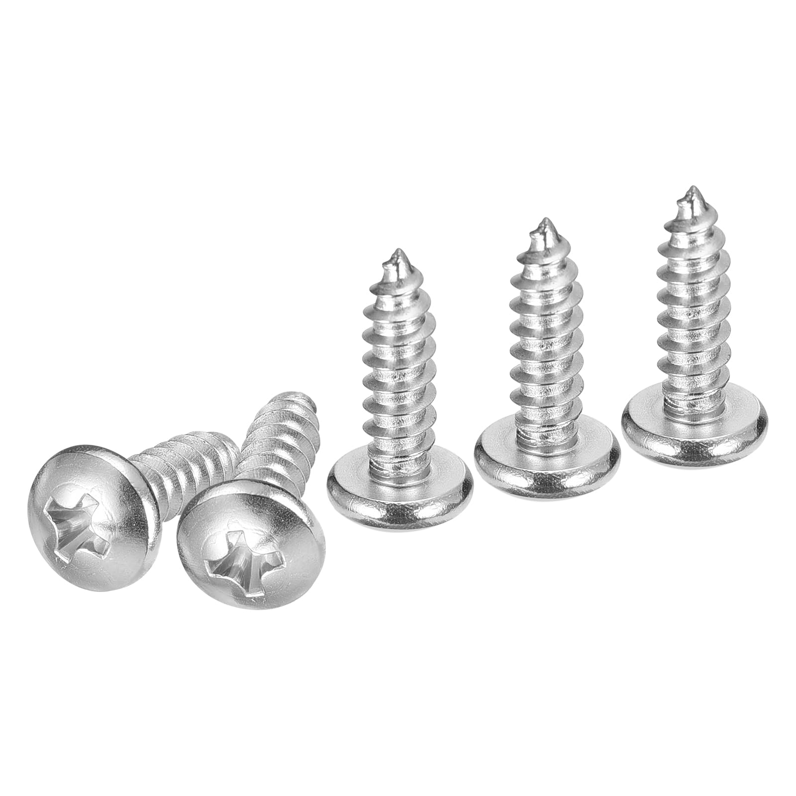 DTGN #10x5/8" Phillips Pan Head Self-tapping Screw - 25Pack - Bright Finish 304 Stainless Steel Sheet Metal Screws Wood Screws