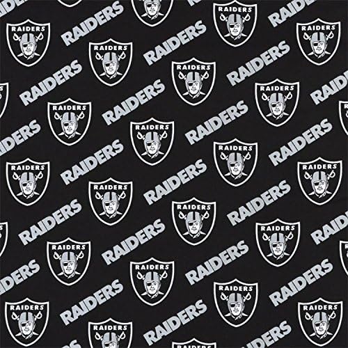 NFL Licensed Oakland Raiders Plaid 60" Wide Cotton Fabric Sold by the Yard