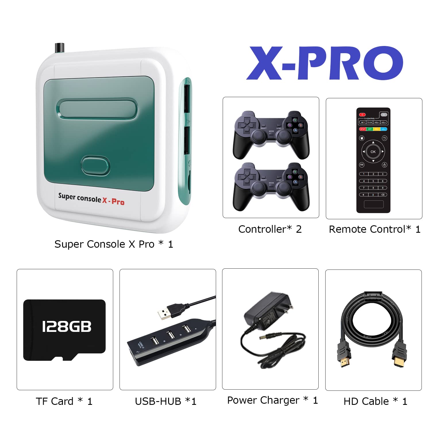 Kinhank Retro Video Game Consoles,Super Console X Pro Built-in 41,000+ Games,Compatible with 52+ Emulators,Gaming System for 4K TV HD/AV Output,WiFi/LAN,with Dual 2.4G Wireless Gamepads