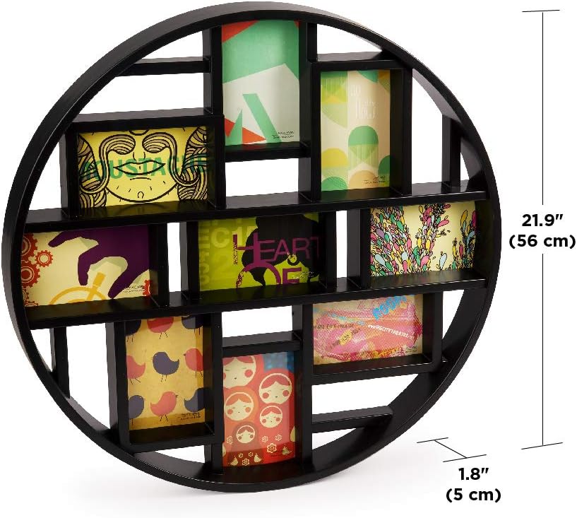 Umbra 311120-040 Luna Large 4x6 Picture Frame Collage and Wall Décor, 21.9 x 21.9 x 1.8, Black - Round Picture Frame