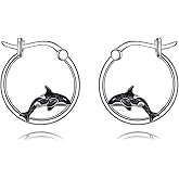 POPLYKE Ocean Animal Killer Whale Orca Hoop Earrings For Women 925 Sterling Silver Hypoallergenic Earrings Jewelry Birthday Gifts