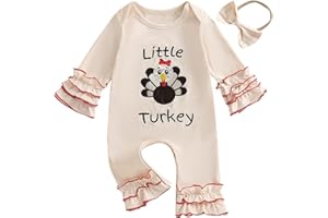 Ayalinggo Thanksgiving Baby Girl Outfit My First Thanksgiving Little Turkey Romper Onesie Fall Newborn Christmas Clothes