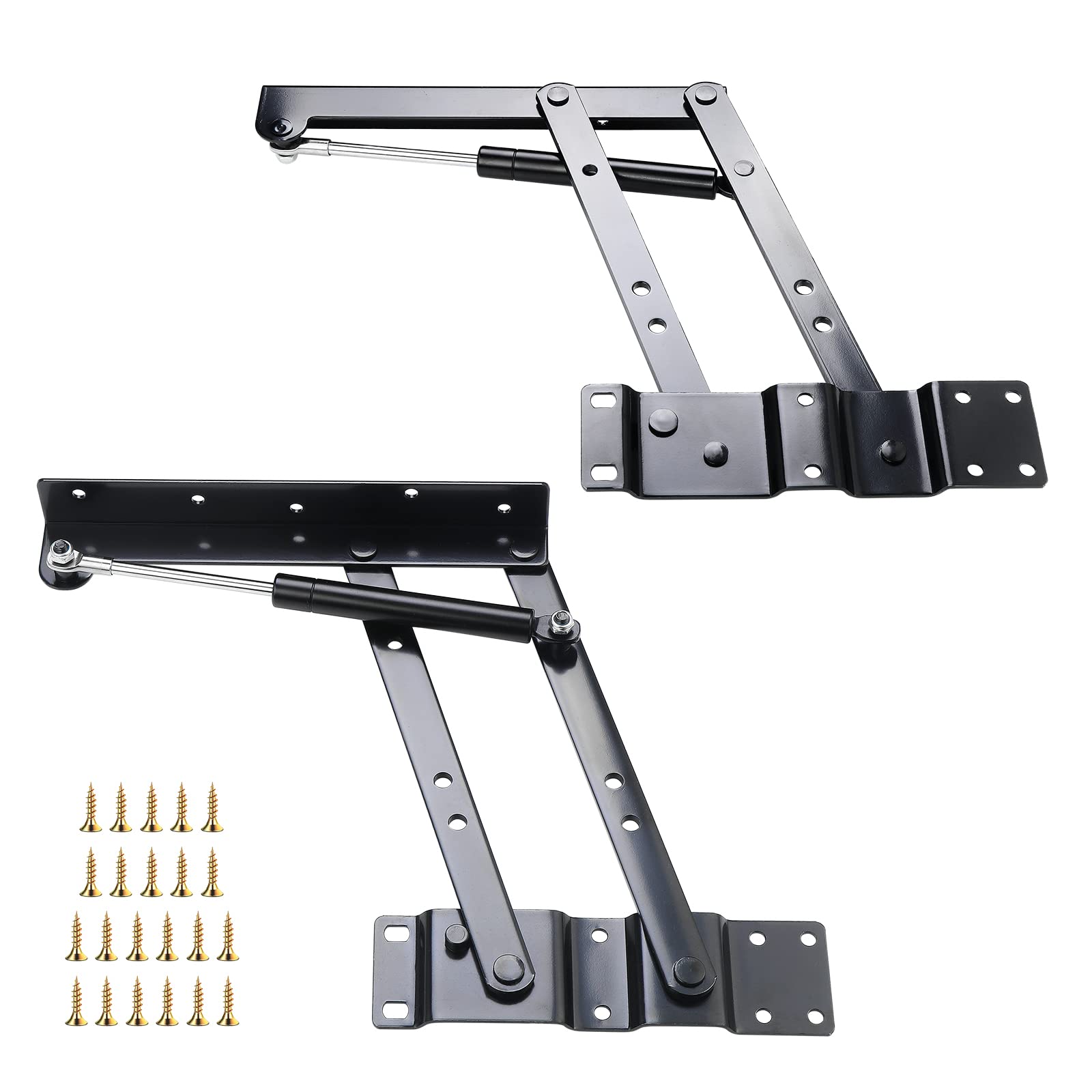 Knpwer 2 Pcs Coffee Table Spring Lift-Up Top Mechanism Hinge Hardware Fitting, Style 1 (Black)