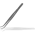 Cynamed Premium Dental College Tweezer Tools-Stainless Steel with Curved Serrated Tip Multipurpose Forceps for Oral Care Denture Teeth Cleaning (1)