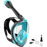 Jwintee Full Face Snorkel Mask, Diving Mask for Kids and Adults,180° Panoramic View Snorkel Mask with Camera Mount, Safe Breathing, Anti-Leak&Anti-Fog