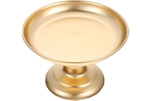 JOINPAYA Metal Footed Candy Tray Snack Plate, Gold Iron Fruit Bowl for Dessert Table Display, Small Elevated