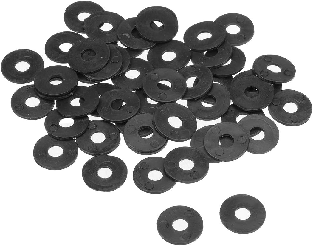 sourcing map Nylon Flat Washers 15mm OD 5mm ID 1mm Thickness for Faucet Pipe Water Hose Pack of 50, Black, M5x15mmx1mm