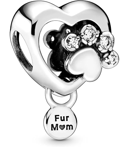 Amazon.com: PANDORA Sparkling Paw Print & Heart Charm - Compatible