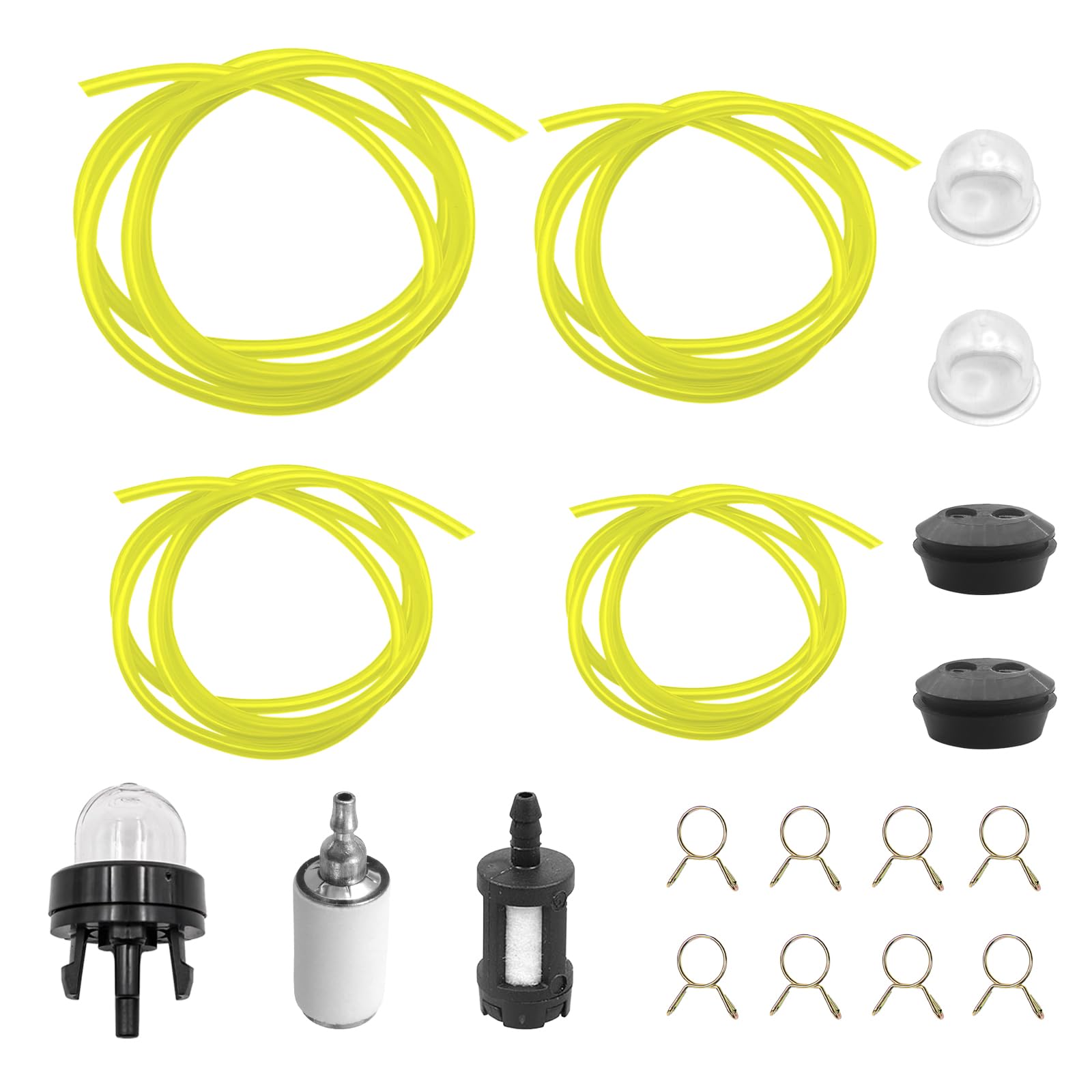 Strimmer Fuel Line, 19PCS Universal Fuel Line Hose Tube, Strimmer Fuel Pipe, Petrol Strimmer Parts with Soft Pipe Filter Primer Bulb Pump for Trimmers, Blowers, Lawn Mowers